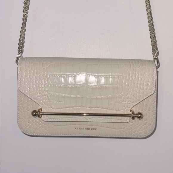 Strathberry Handbags - Strathberry East West Baguette Crossbody Clutch Bag (Croc, Vanilla)